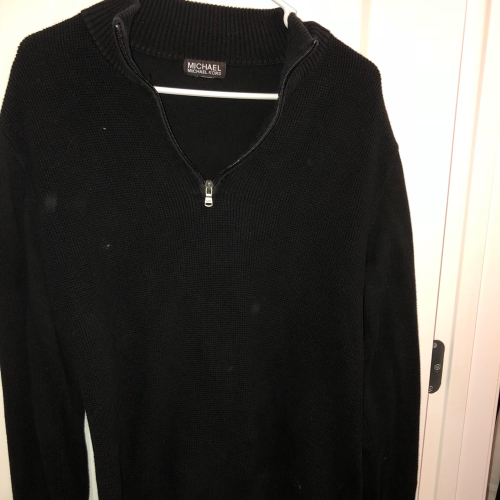 Black, Quarter Zip Michael Kors Sweater
